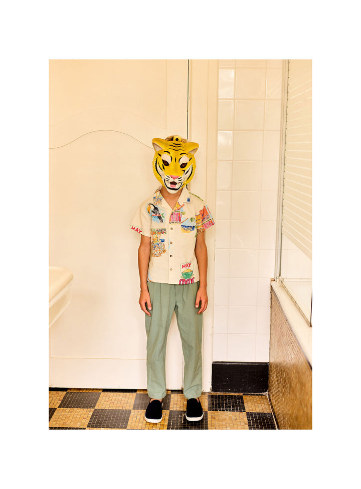 girls cotton summer shirt with classic collar