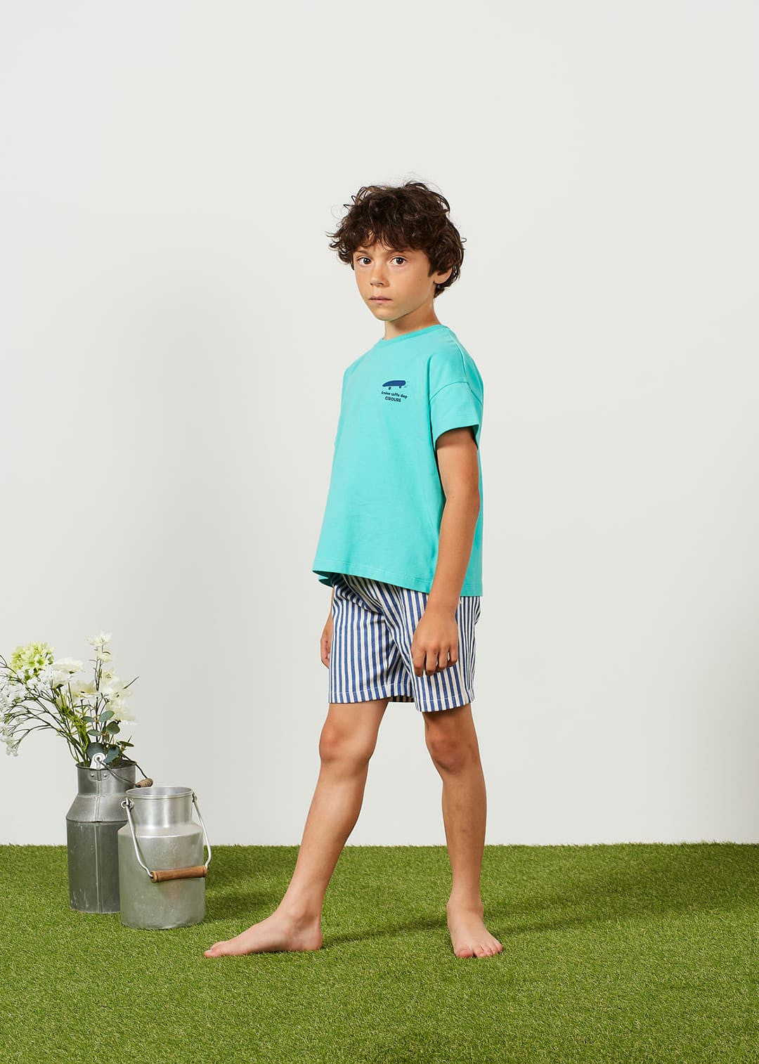 Shorts Boy Denim Stripe Navy Franck - قميص