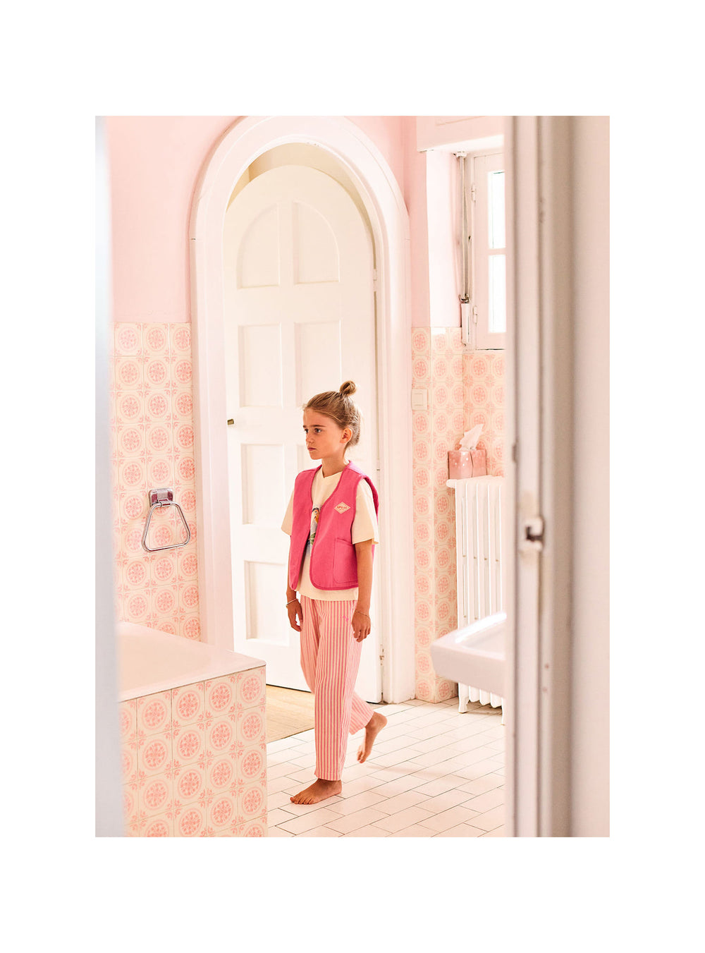 girls striped cotton pants in casual summer style