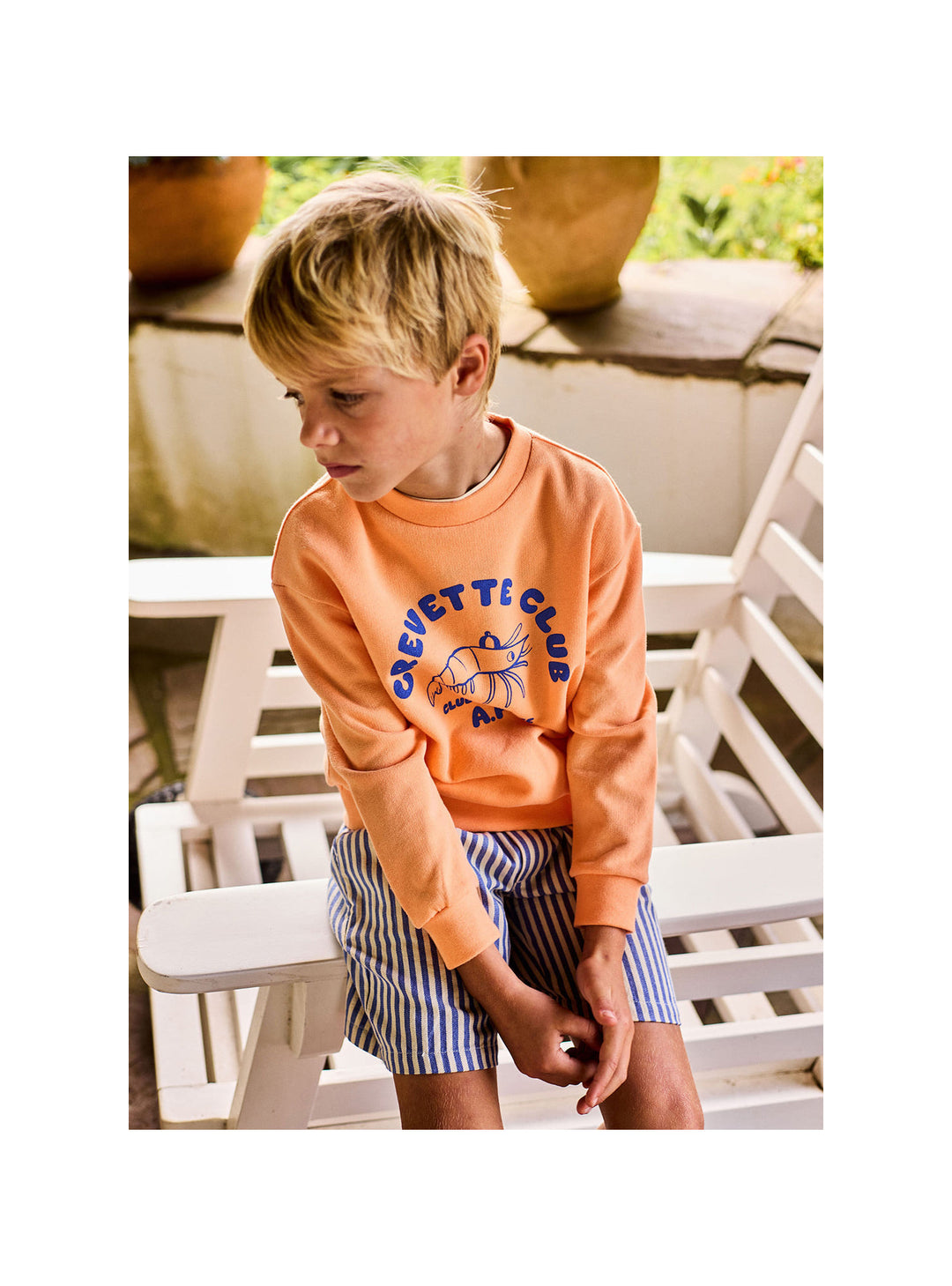 kids blue striped cotton bermuda shorts
