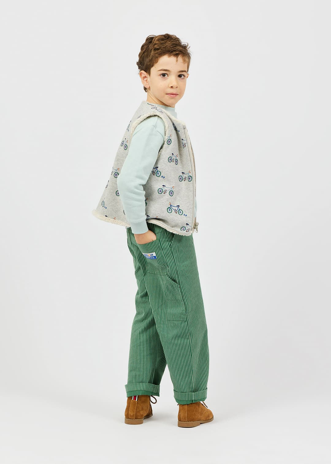 Arsène et les Pipelettes striped kids trousers for autumn and winter