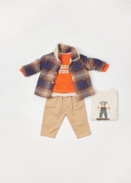 Arsène et les Pipelettes orange organic cotton baby sweatshirt with Crazy Charm embroidery