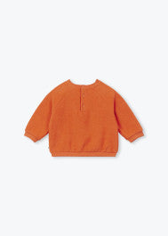 Arsène et les Pipelettes orange organic cotton baby sweatshirt with Crazy Charm embroidery