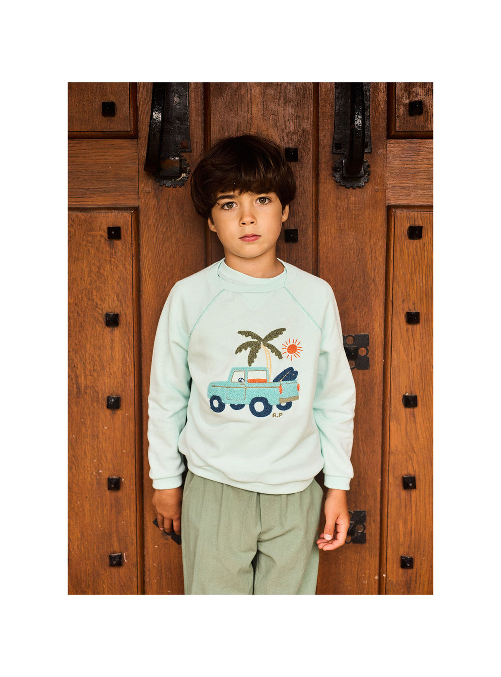 boy cotton sweatshirt with “Pick Up” graphic
