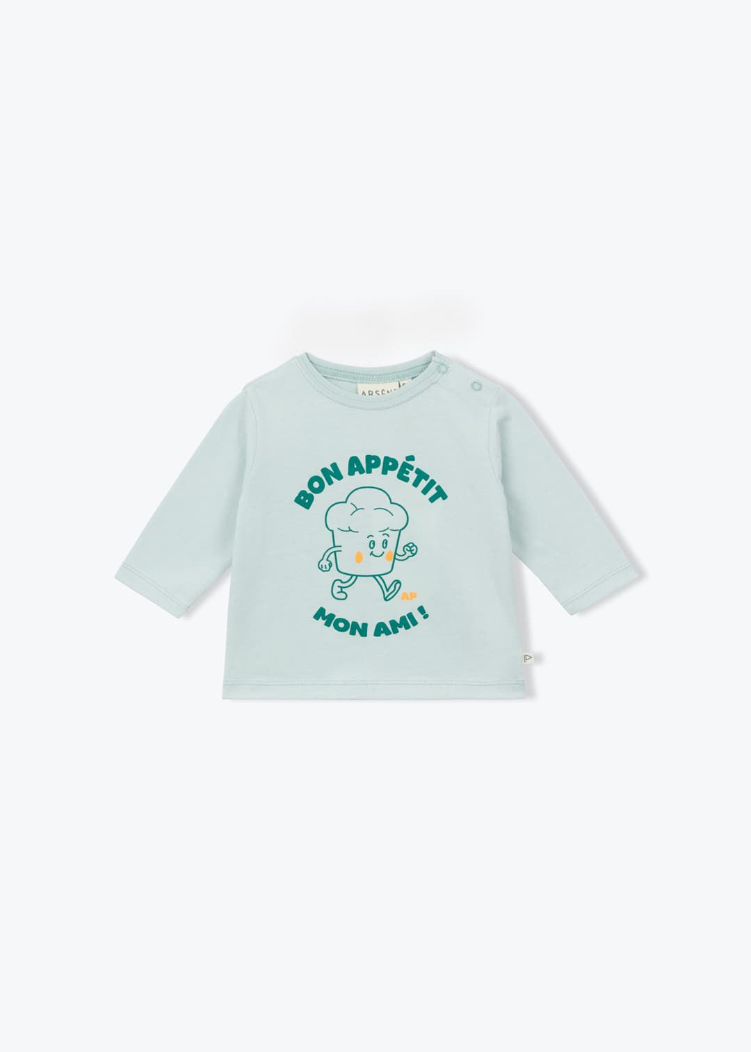 Arsène et les Pipelettes Bon Appétit organic cotton baby T-shirt in ice