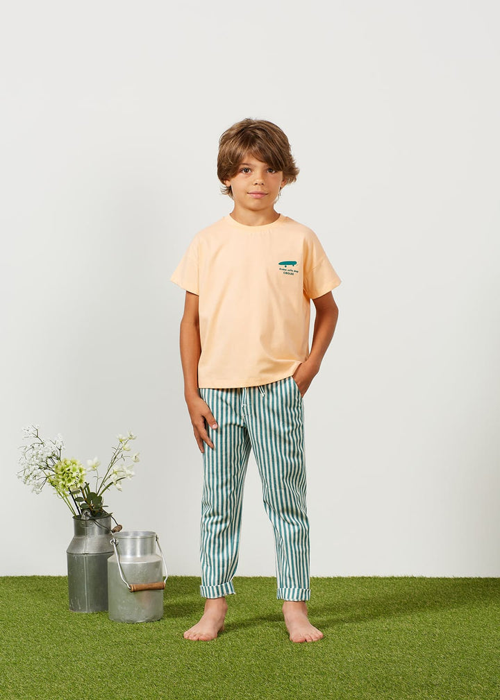 Trousers Boy Denim Stripe Green Florio - جيبة