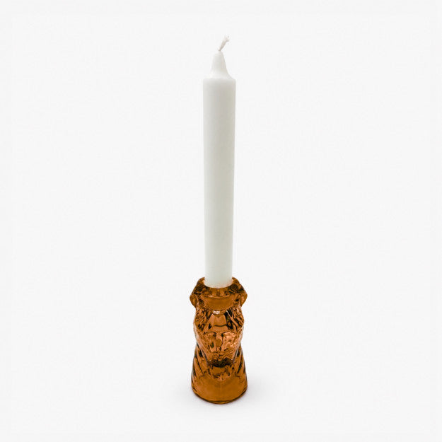 Zebra glass candle holder with decorative animal-inspired design
