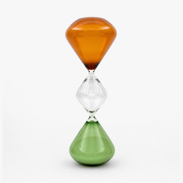 Jewel amber glass hourglass with sculptural decorative design