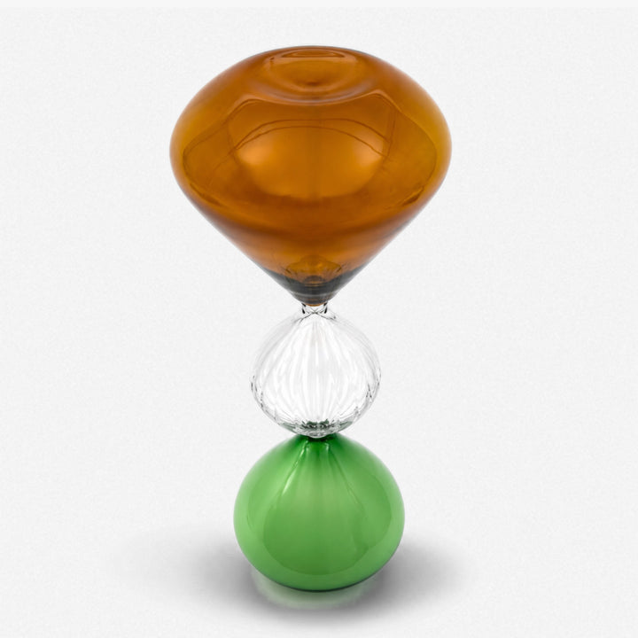 Jewel amber glass hourglass with sculptural decorative design