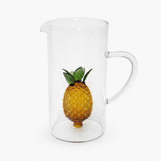Pineapple borosilicate glass carafe with decorative fruit detail
