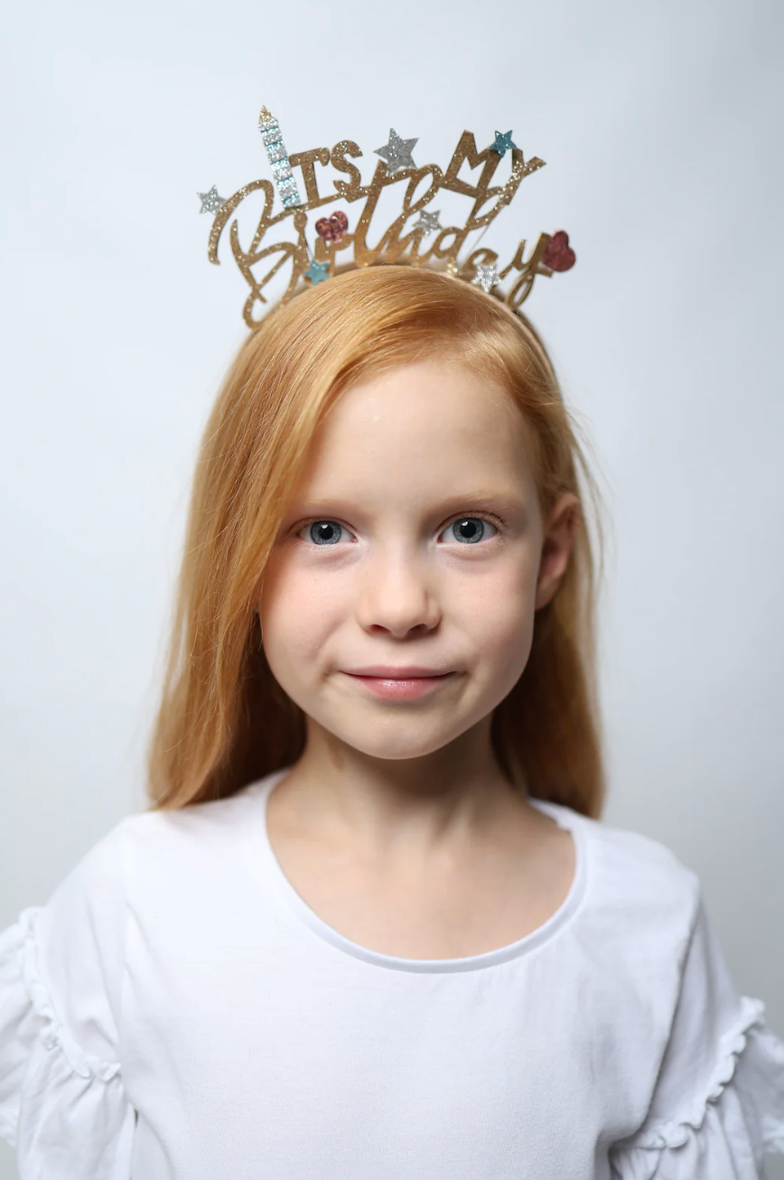 Billy Loves Audrey It’s My Birthday Golden Drizzle glitter tiara headband
