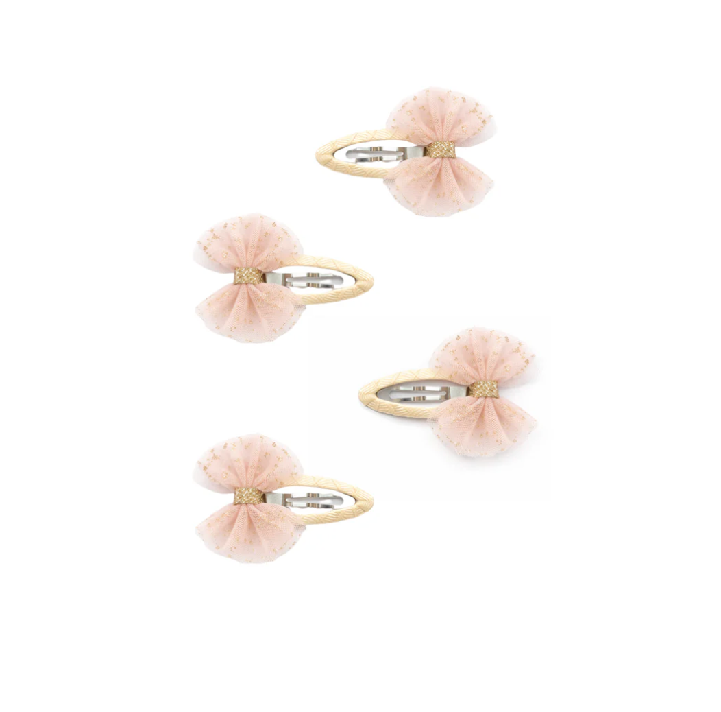 Billy Loves Audrey Ella rose tulle bow hair clip set
