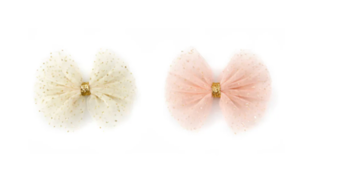 Billy Loves Audrey Elora tulle bow hair clips strawberry and cream
