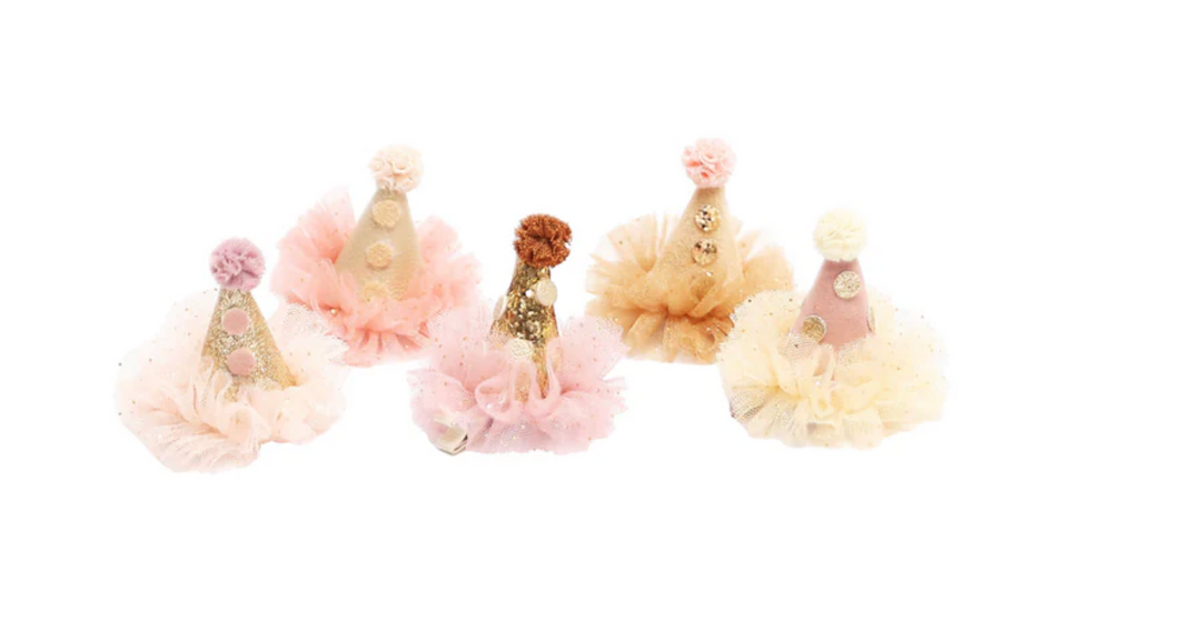 Billy Loves Audrey Yvette party hat hair clip set with glitter mini hats

