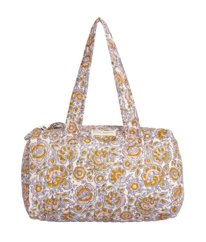 Floral quilted cotton vanity bag for beauty and travel essentials