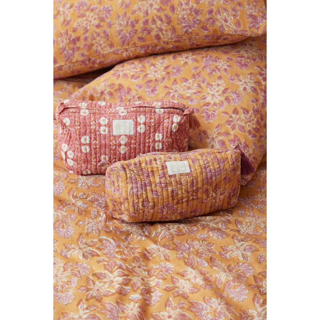Bonheur du Jour Gypsies Auburn quilted floral toilet bag with handmade tassels