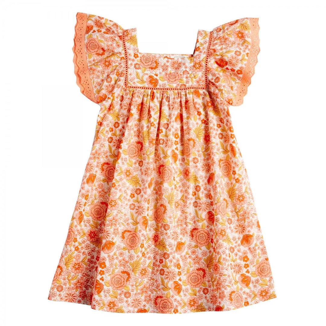 Bonheur du Jour Essie dress ecru rose floral cotton with ruffle sleeves
