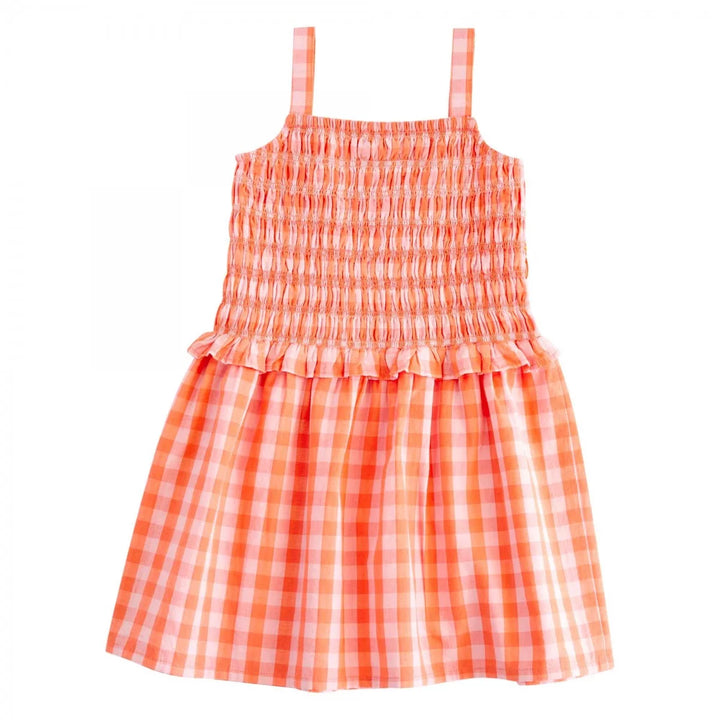 Bonheur du Jour Gaia pink gingham dress with smocked bodice and straps
