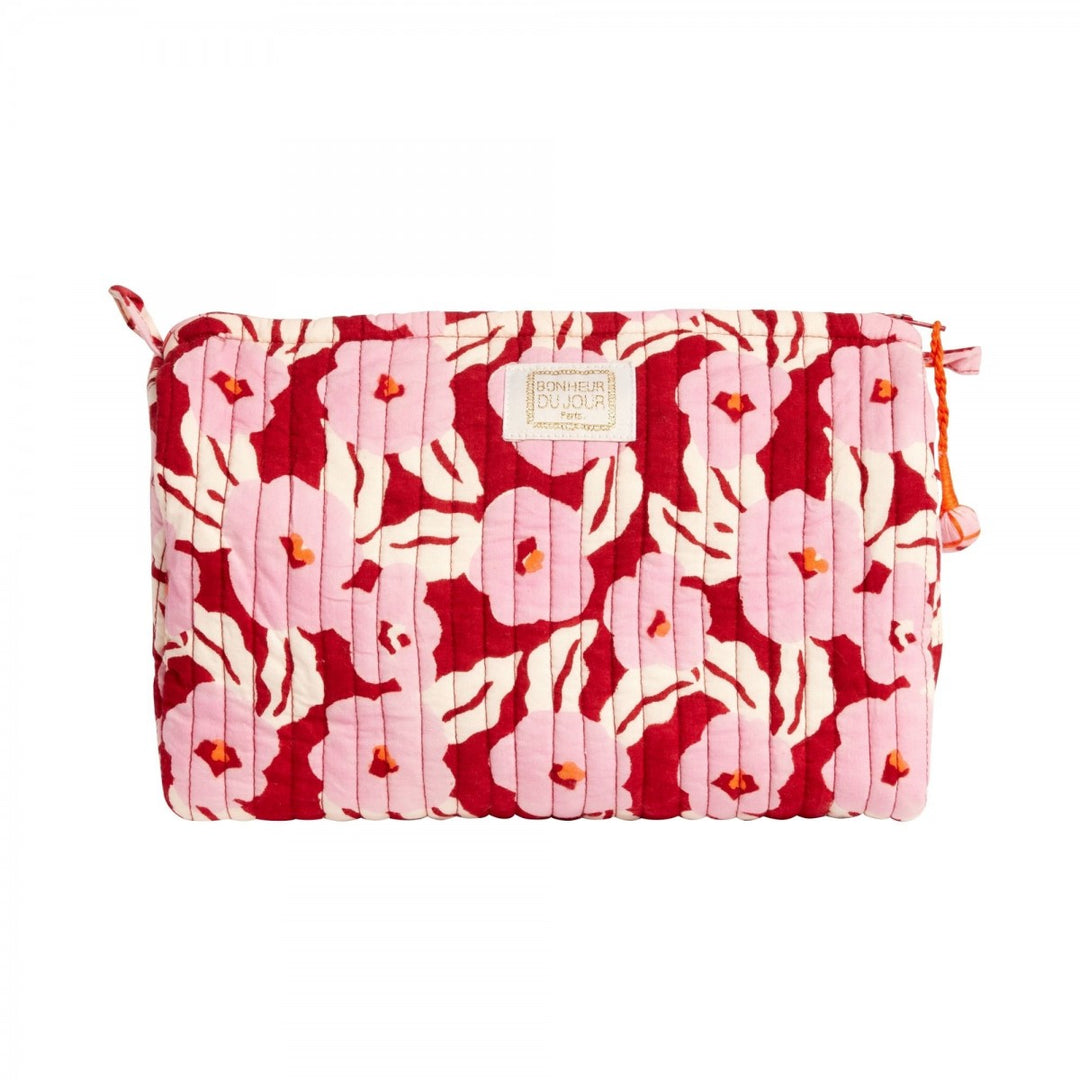 Bonheur du Jour Chunni Burgundy quilted floral toilet bag with handmade tassels