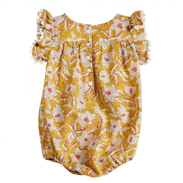 Bonheur du Jour Ammi curcuma floral baby romper with smocking

