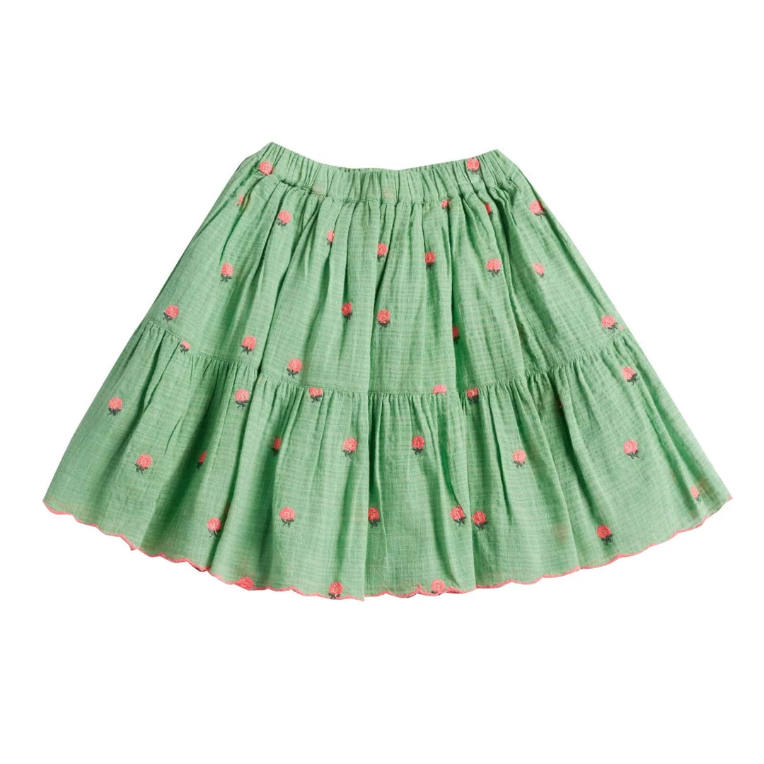 Skirt Girl Albi Fleurs Vert - قصير