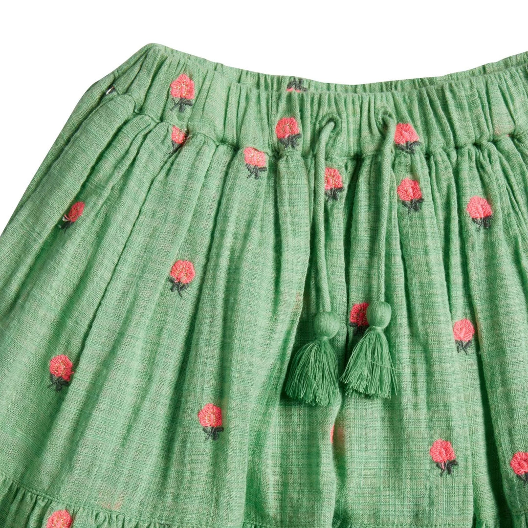 Skirt Girl Albi Fleurs Vert - قصير