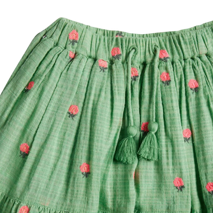 Skirt Girl Albi Fleurs Vert - قصير