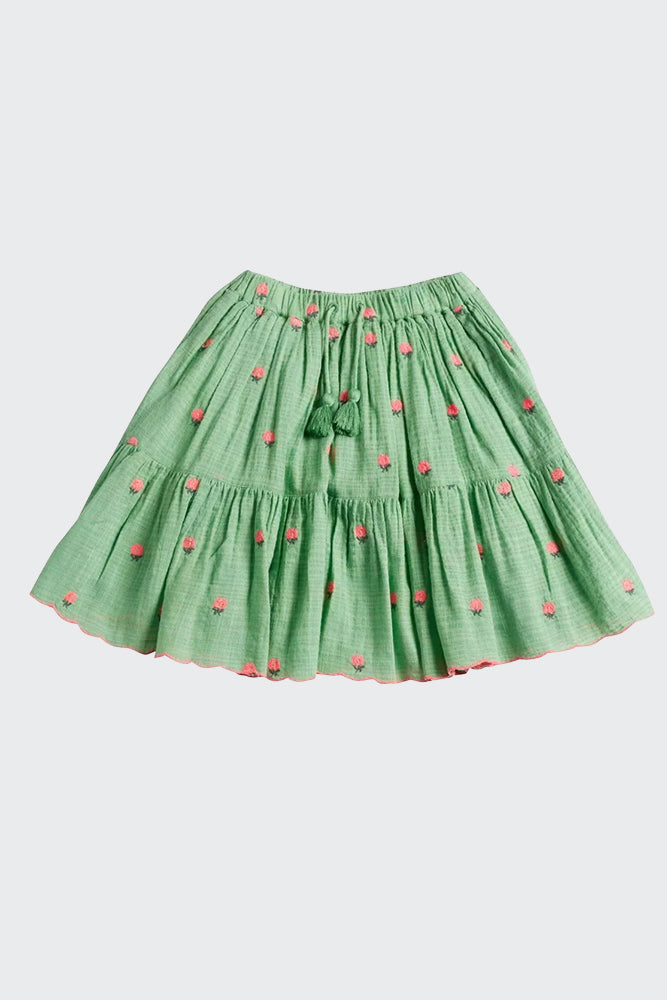 Skirt Girl Albi Fleurs Vert - قصير