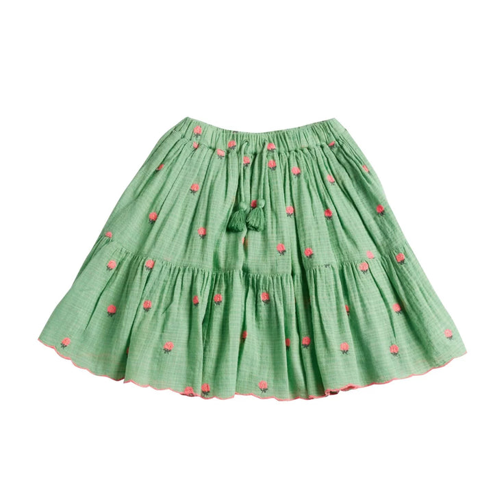 Skirt Girl Albi Fleurs Vert - قصير