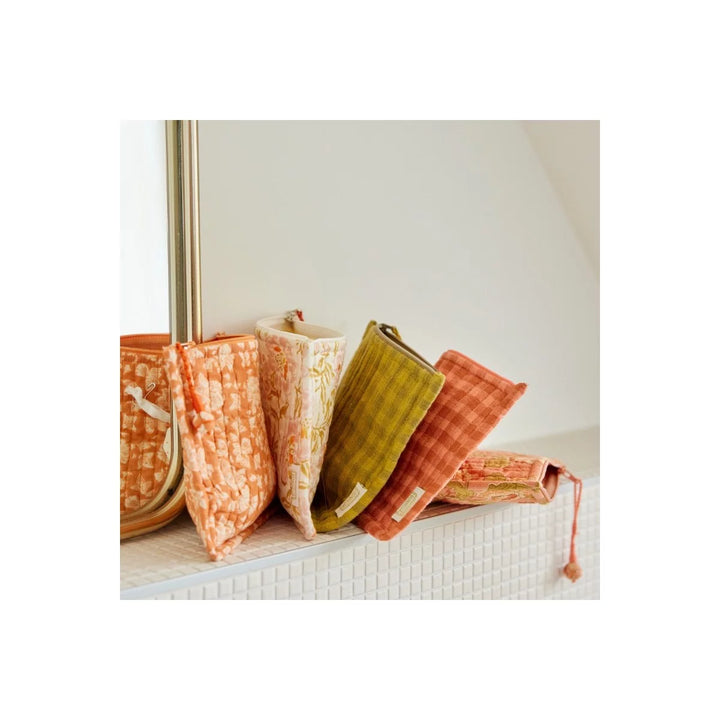 Small Pouch - Vichy Rose / Terracotta - شنطة