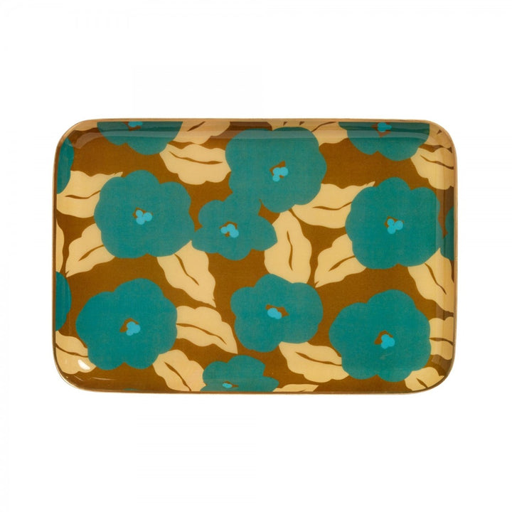 enamel serving tray with hand-finished gold edging