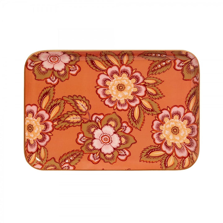 enamel serving tray with hand-finished gold edging