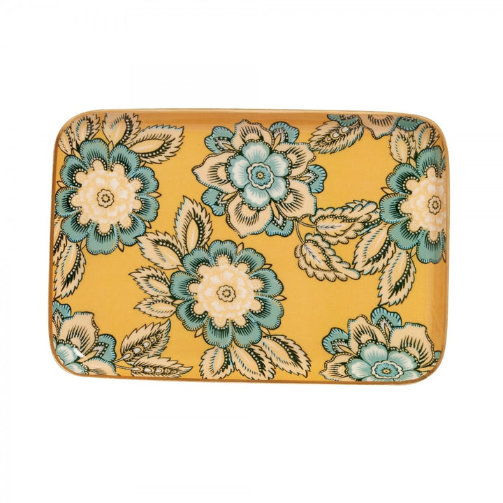 enamel serving tray with hand-finished gold edging