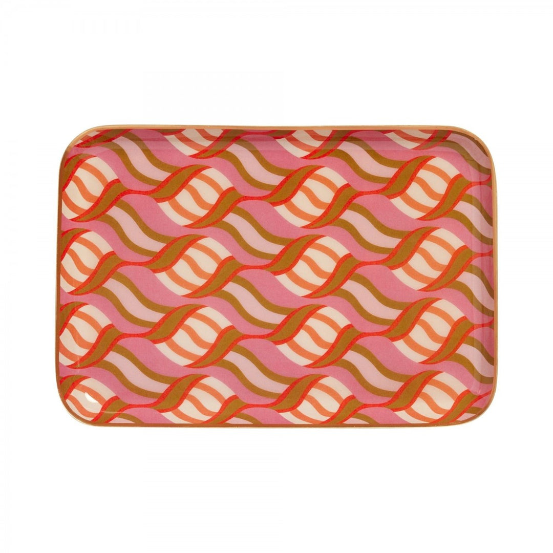 enamel serving tray with hand-finished gold edging