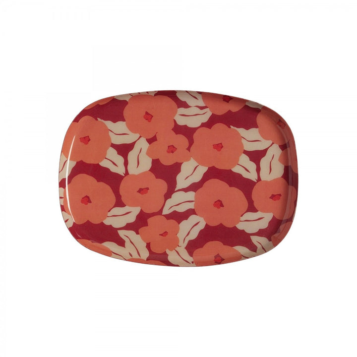 Bonheur du Jour round 25 cm enamel coffee tray with colourful patterned design