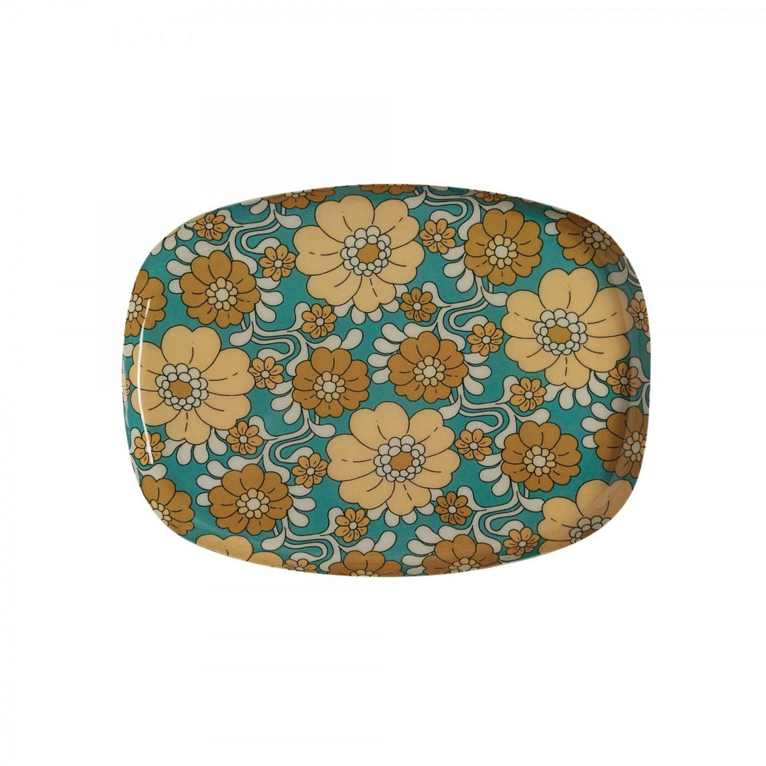 Bonheur du Jour round 25 cm enamel coffee tray with colourful patterned design