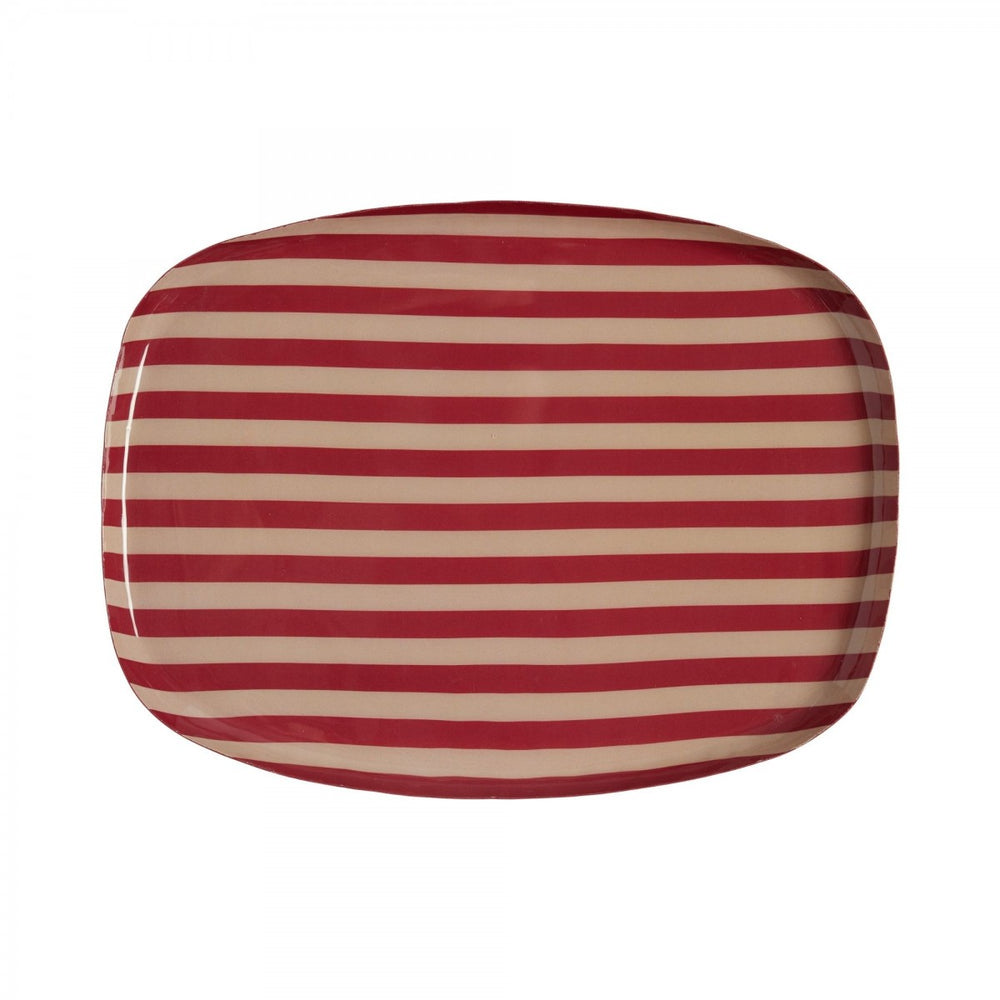 Bonheur du Jour round 30 cm enamel coffee tray with colourful patterned design