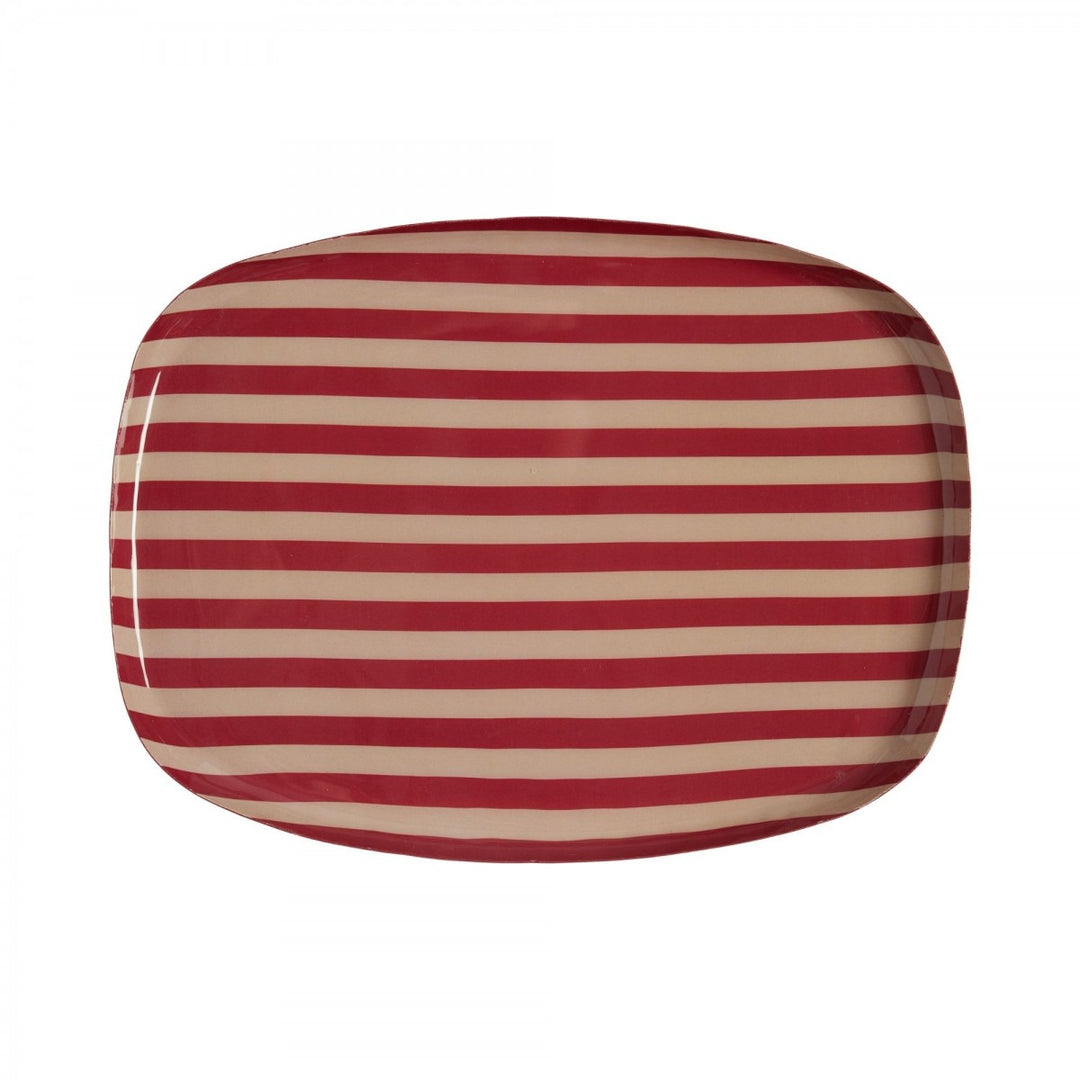 Bonheur du Jour round 30 cm enamel coffee tray with colourful patterned design