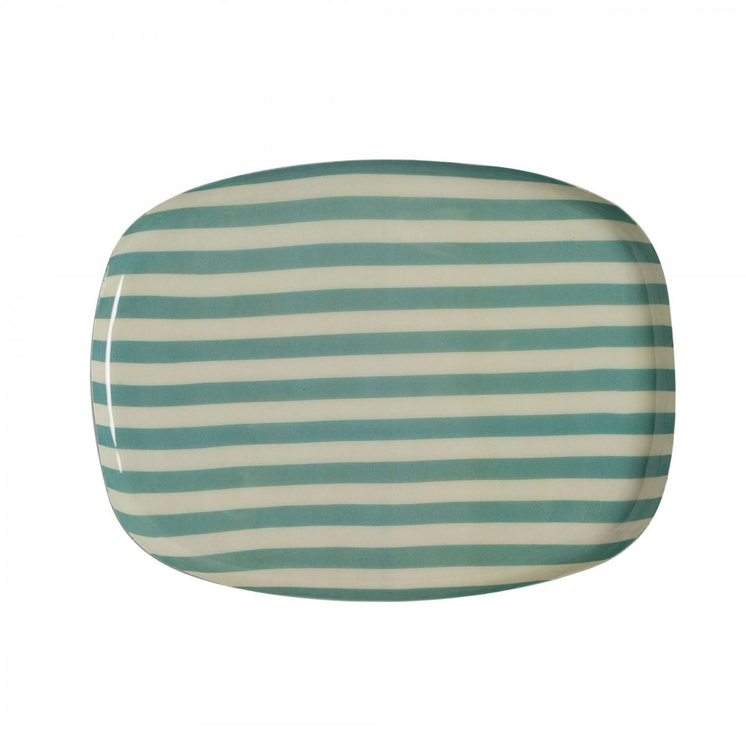 Bonheur du Jour round 30 cm enamel coffee tray with colourful patterned design