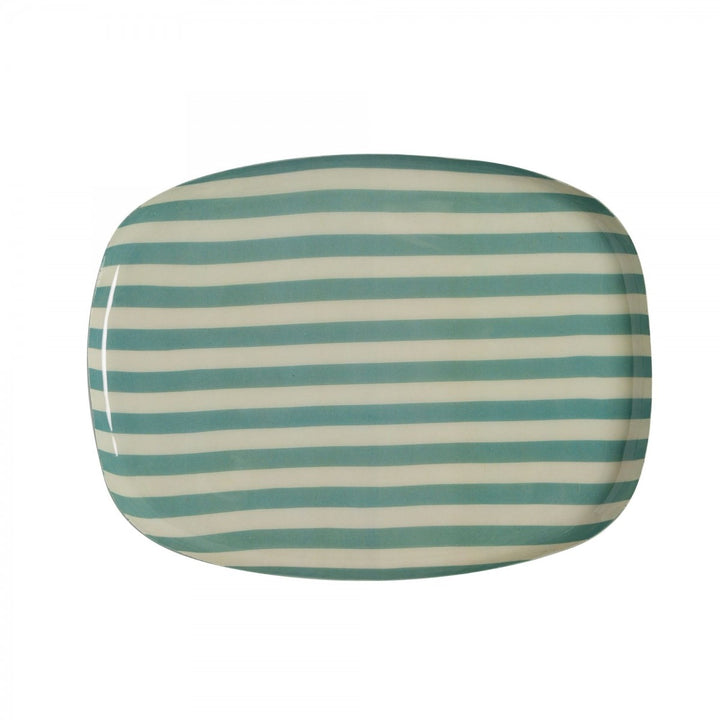 Bonheur du Jour round 30 cm enamel coffee tray with colourful patterned design