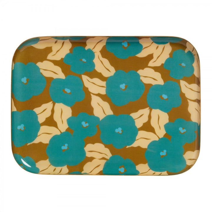 Bonheur du Jour large enamel serving tray with colourful patterned design
