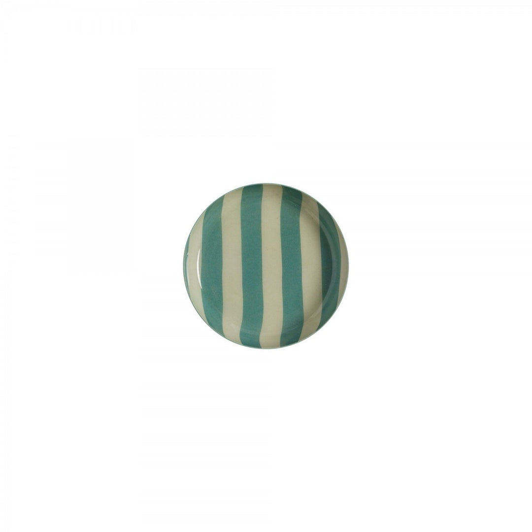 Small round enamel decorative tray with colourful patterned design