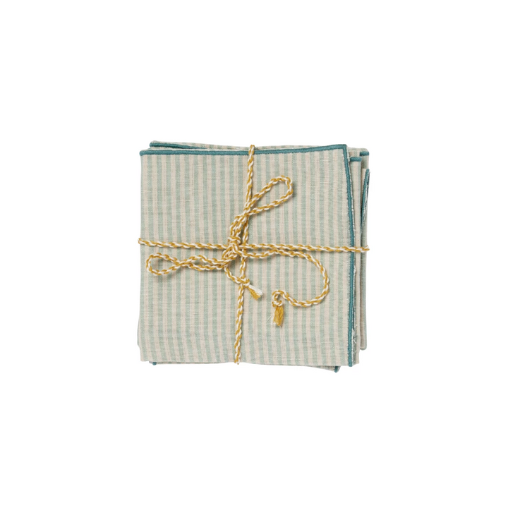 Set of 2 Napkins – Stripe Blue/Green - شنطة