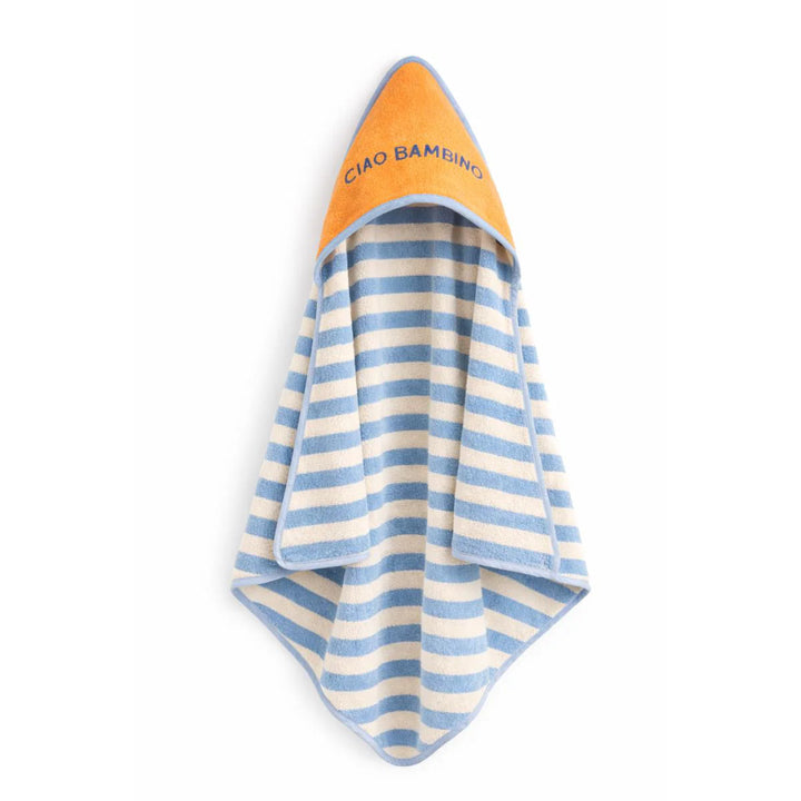 baby hooded towel blue striped ciao bambino cotton
