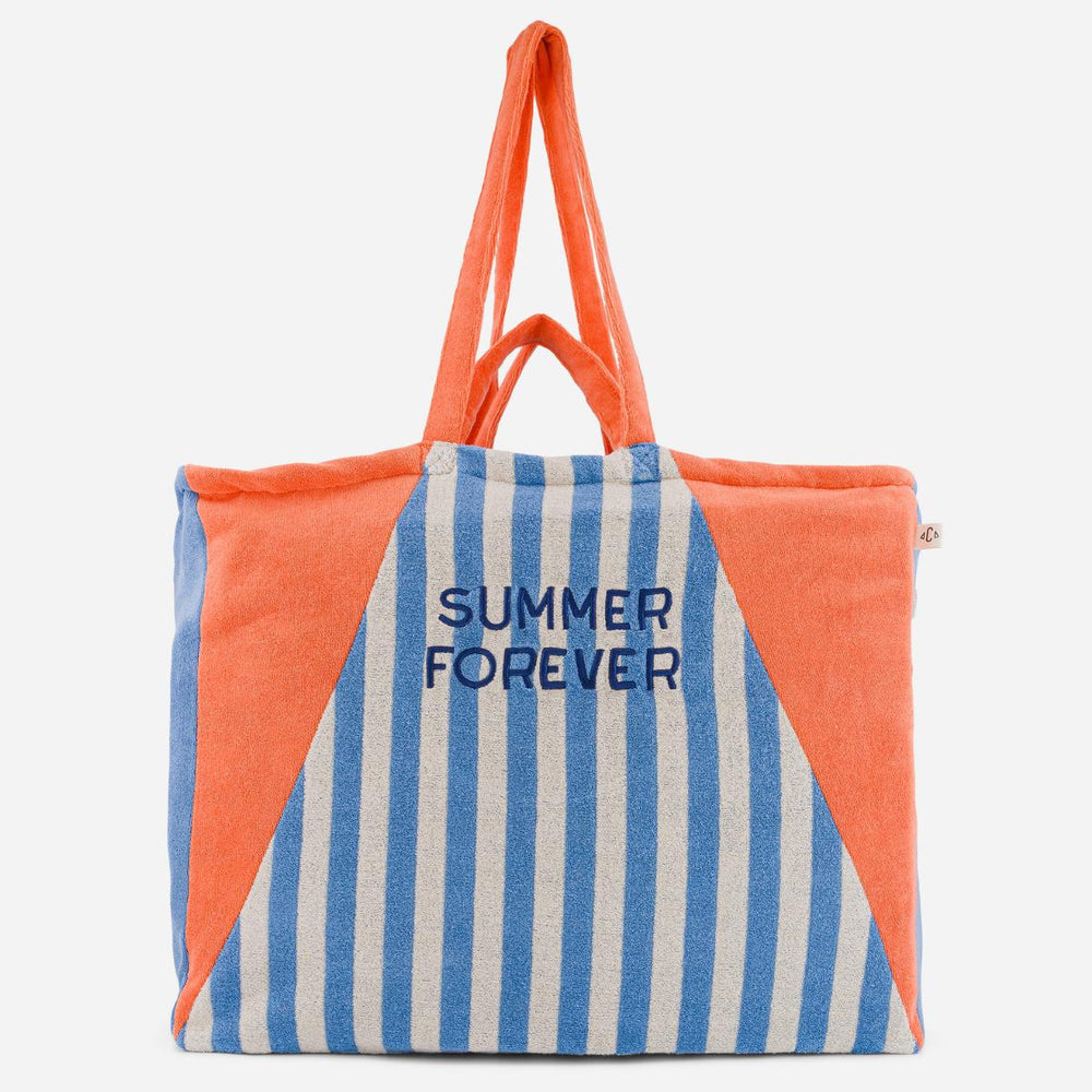 kids beach tote bag terry fabric colorful stripes summer forever large bag
