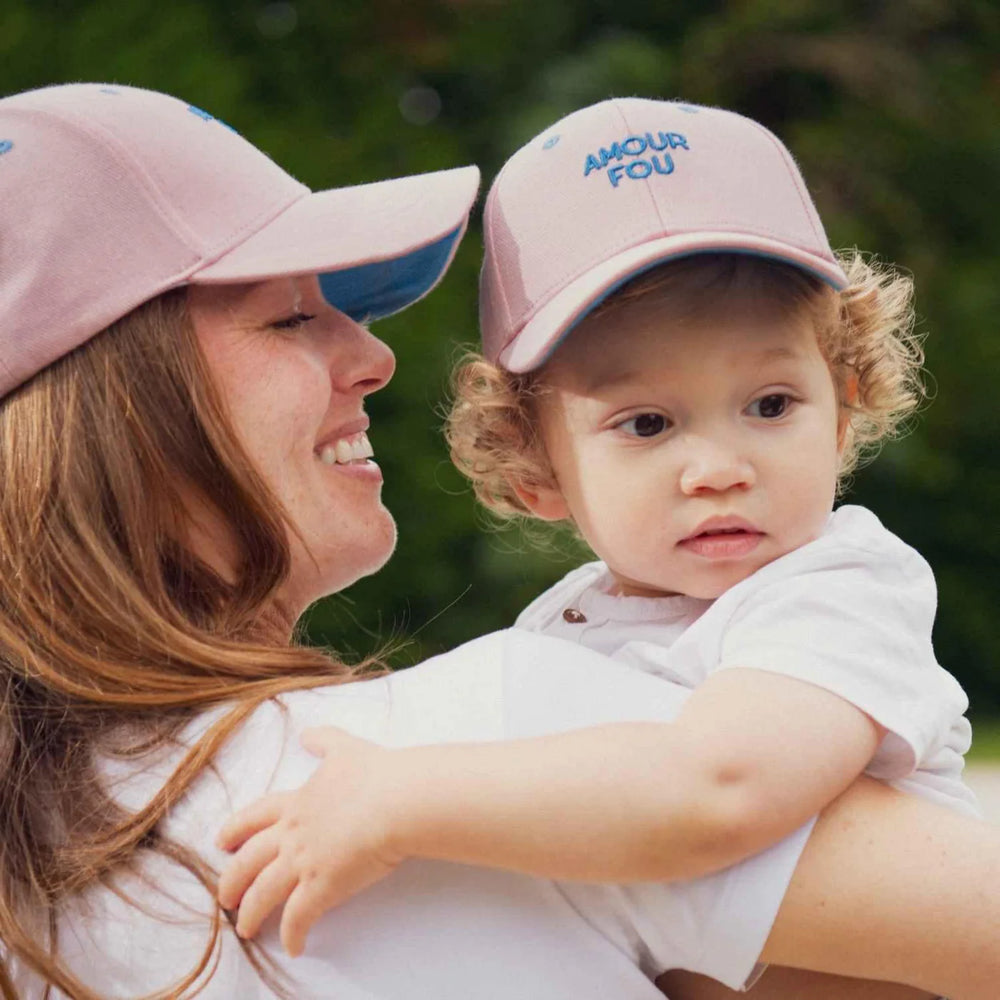 pink kids cap amour fou embroidered cotton baseball hat
