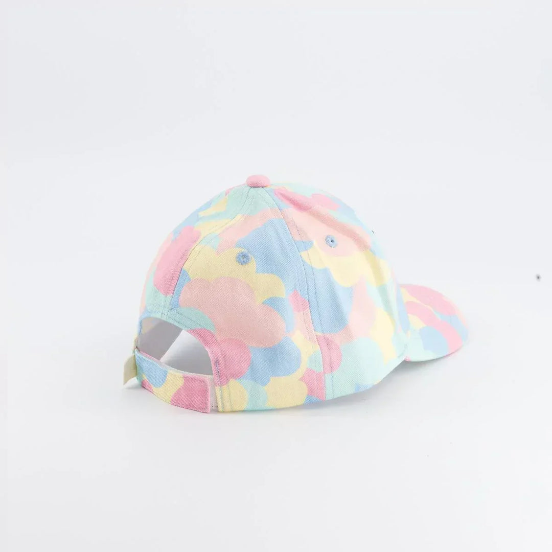 kids rainbow cap pastel cloud print rainbow please embroidered cotton hat
