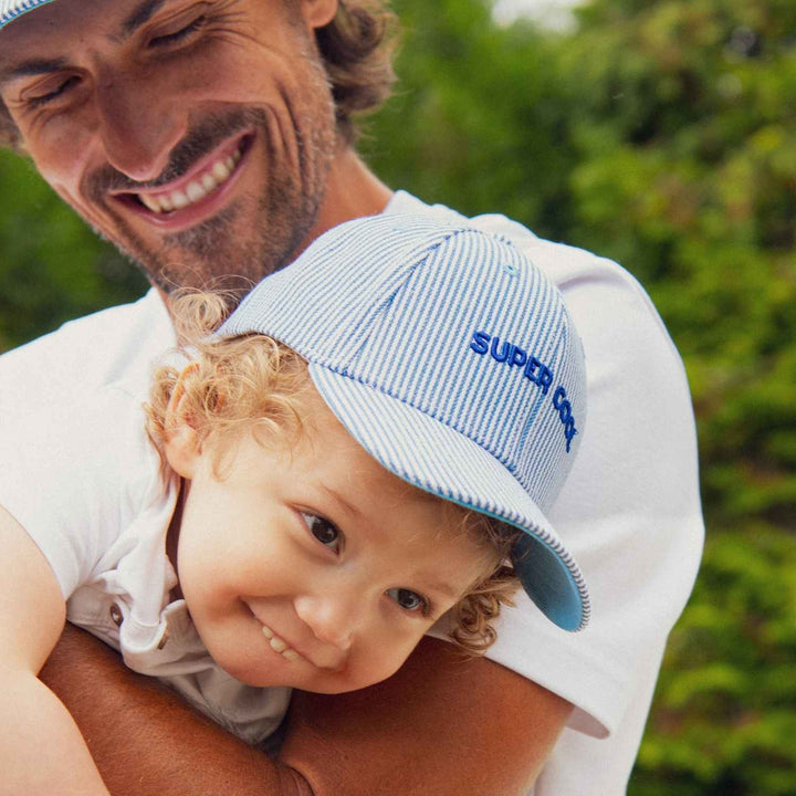 kids blue striped cap super cool embroidered baseball hat
