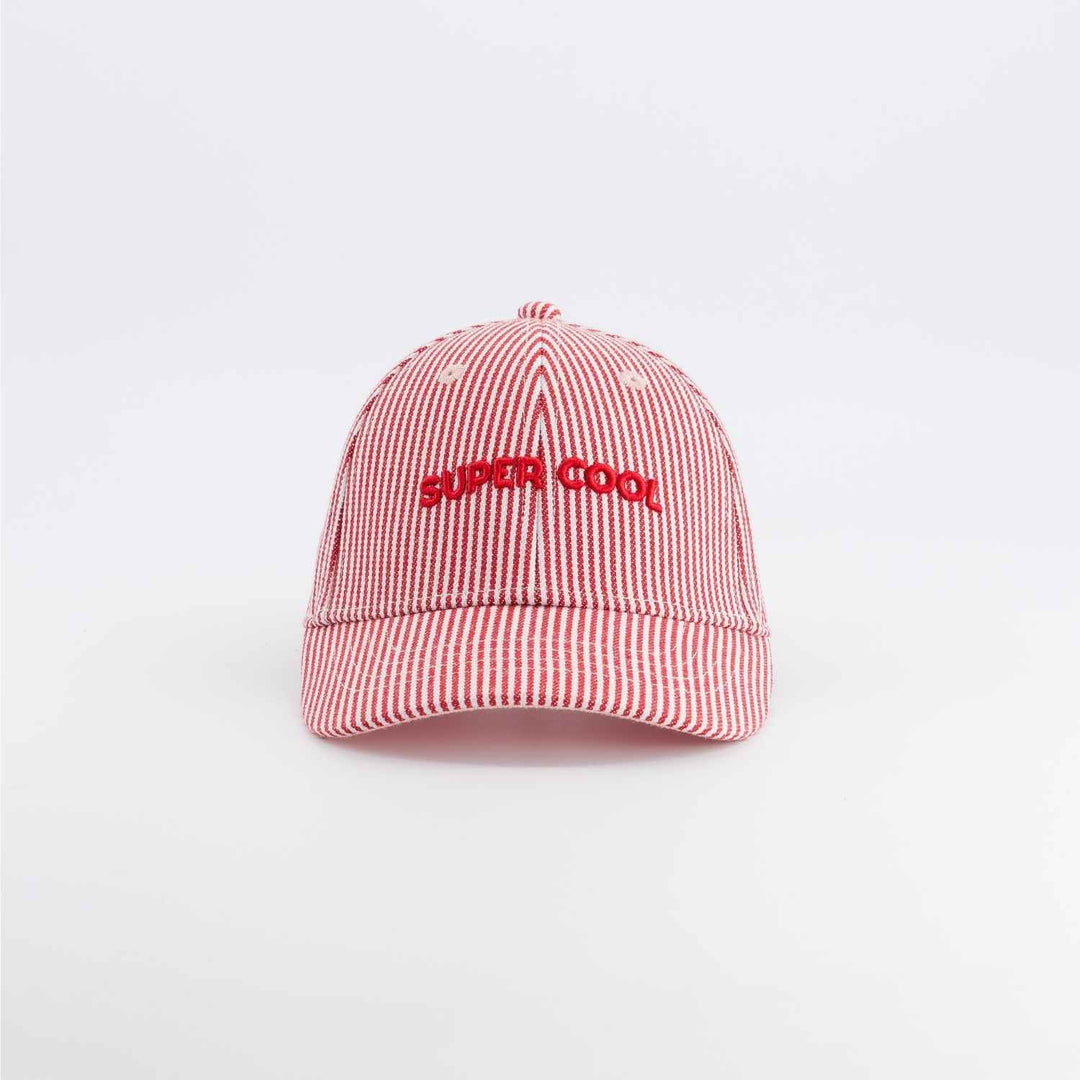 kids red striped cap super cool embroidered baseball hat
