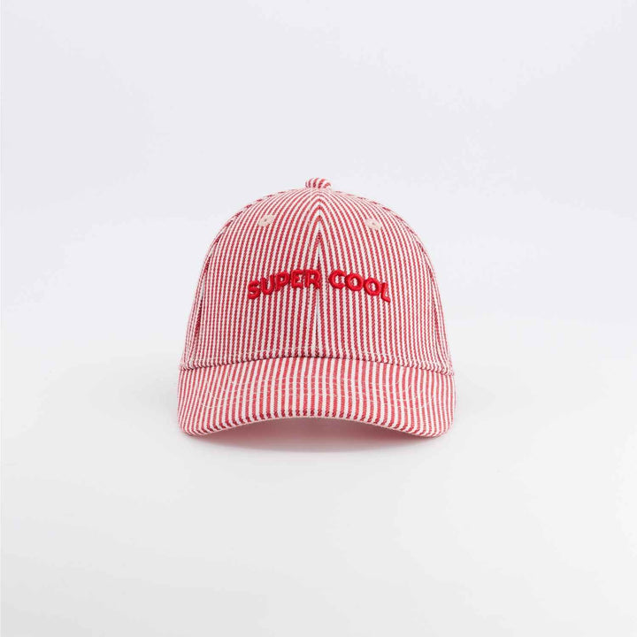 kids red striped cap super cool embroidered baseball hat
